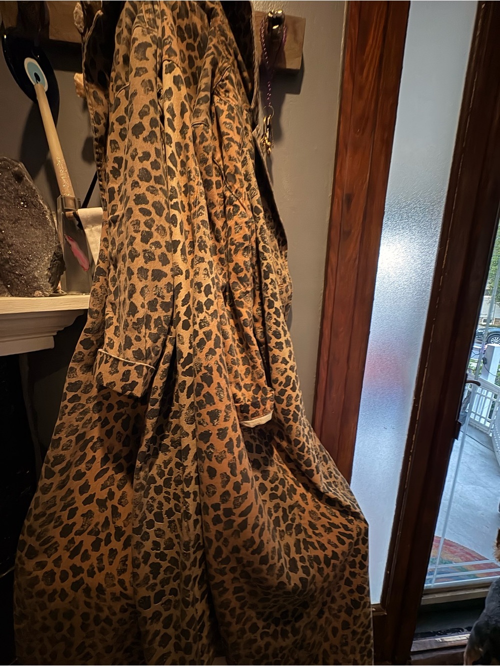 Leopard Print Long Monique Denim Jacket - Picture 4 of 5